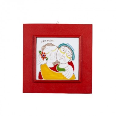 Ceramic framed tile lovers de simone pottery PI297CL red Ceramic framed tile lovers de simone pottery PI297CL red